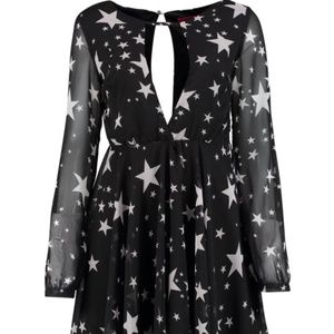 Star Print faux wrap Skater Dress